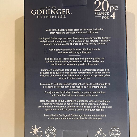 Godinger Lola Matte Stainless Steel 18/10 Stainless Steel 20Pc Flatware Set - Picture 4 of 11